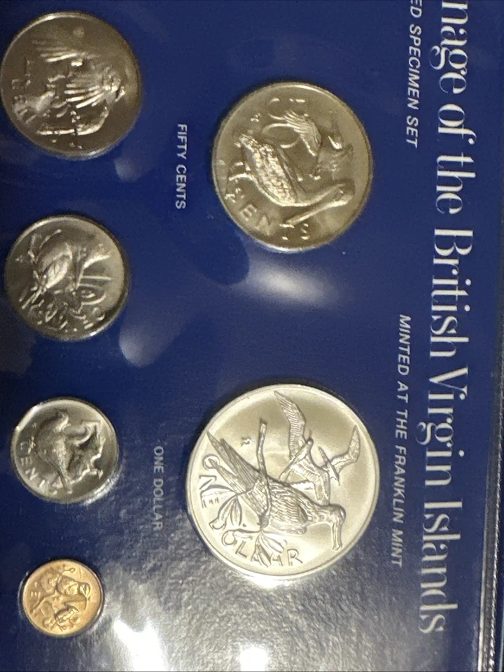 1973 FRANKLIN MINT PRIMEIRA CUNHAGEM DAS ILHAS VIRGENS BRITÂNICAS CONJUNTO DE MOEDAS À PROVA - Imagem 2 de 4