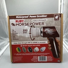 Ruby Horsepower Handheld Cordless Rechargeable Spinning Power Scrubber  NIB
