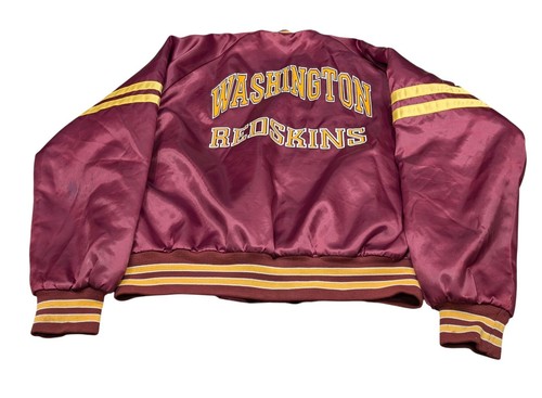 Vintage Chalk Line Satin Bomber Jacket Washington Redskins NFL Back Script - XL - Afbeelding 8 van 13