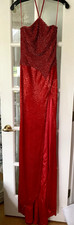 SHERRI HILL COUTURE CUSTOM Red LIQUID Beaded Crystal Sz 2-4 Dress Gown PAGEANT