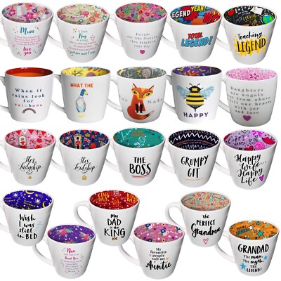 Inside Out Keramiktasse mit Geschenkbox vollfarbiges Muster innen - Design wählbar