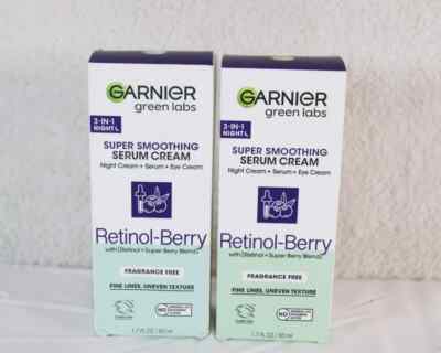 Pack of 2 Garnier Green Labs 3-1 Night Super Smoothing Serum Cream 1.7 FL OZ