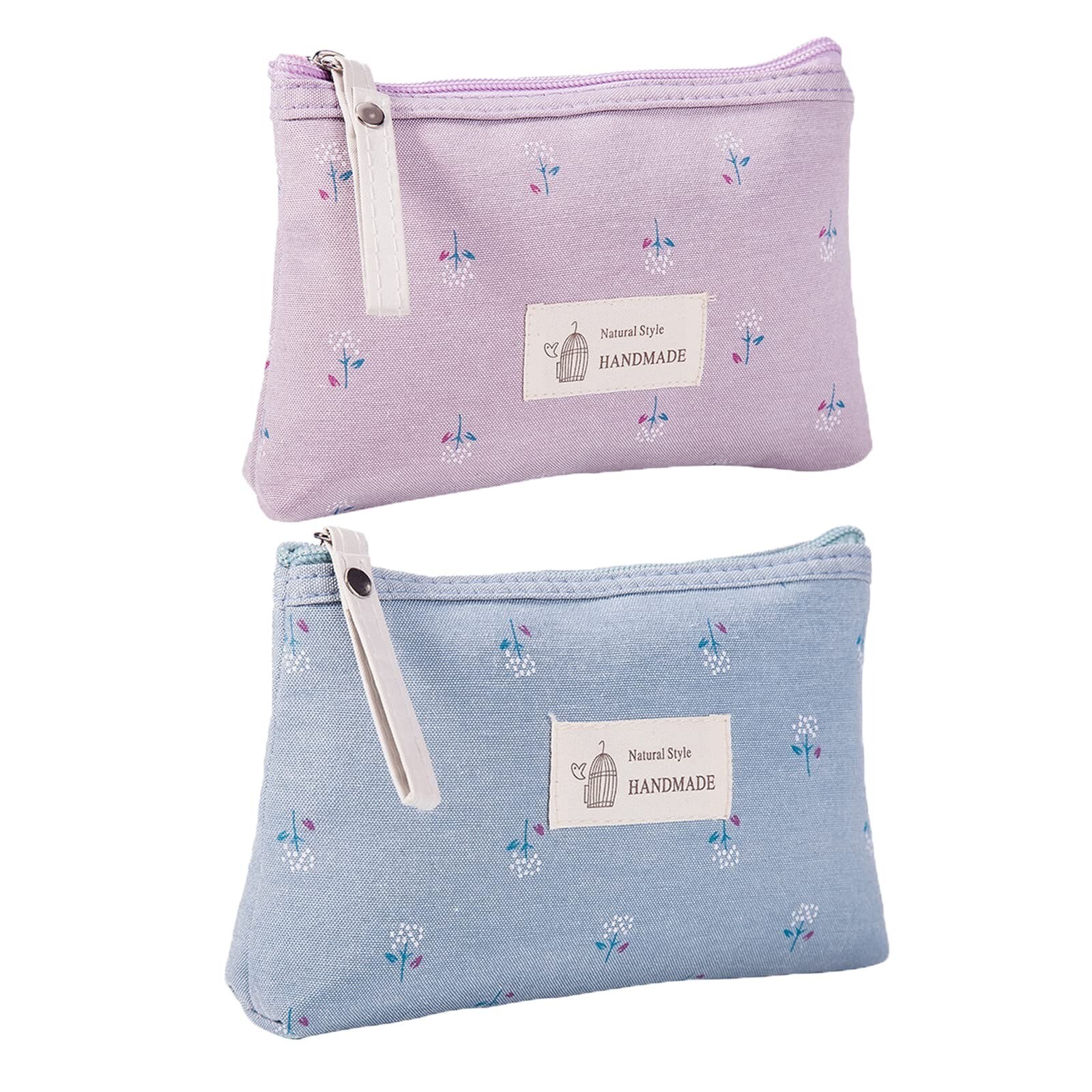 Qikuver Canvas Cosmetic Bags, 2 Pieces Cosmetic Bags for Women, Makeup bag Cu...