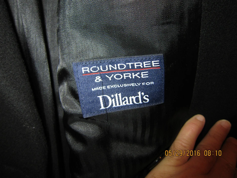 Abrigo negro largo completo Roundtree & York 100 % lana de cordero talla 44 regular alterado Foto 2 de 4