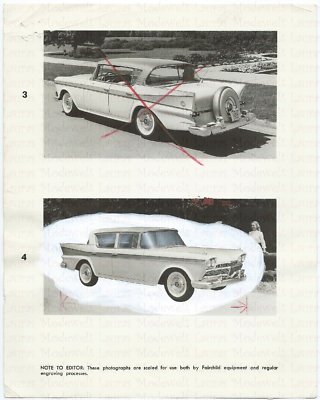 FAIRCHILD 1958 Werbefotos Automobil Werbe Foto Photo Photograph Automobil