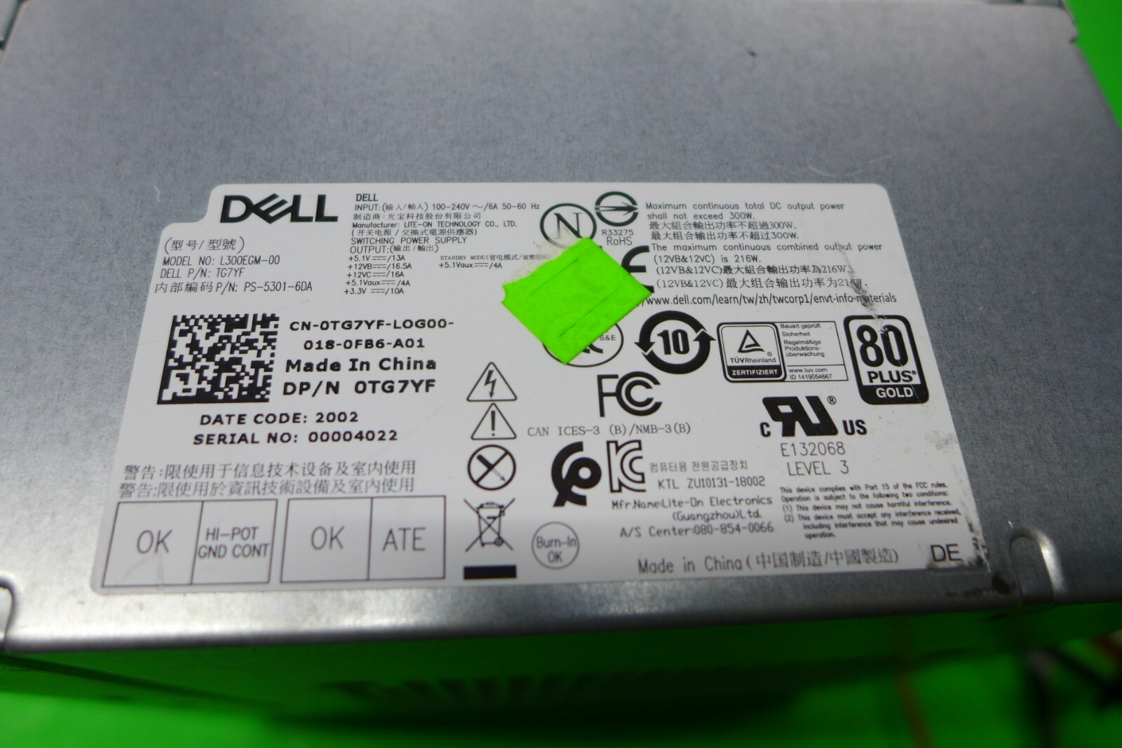 Genuine Dell Precision 3630 Tower 300 Watt Power Supply L300EGM00