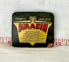Vintage Tin: Anacin Aspirin with Dewitt's Pills insert (collectible memorabilia)