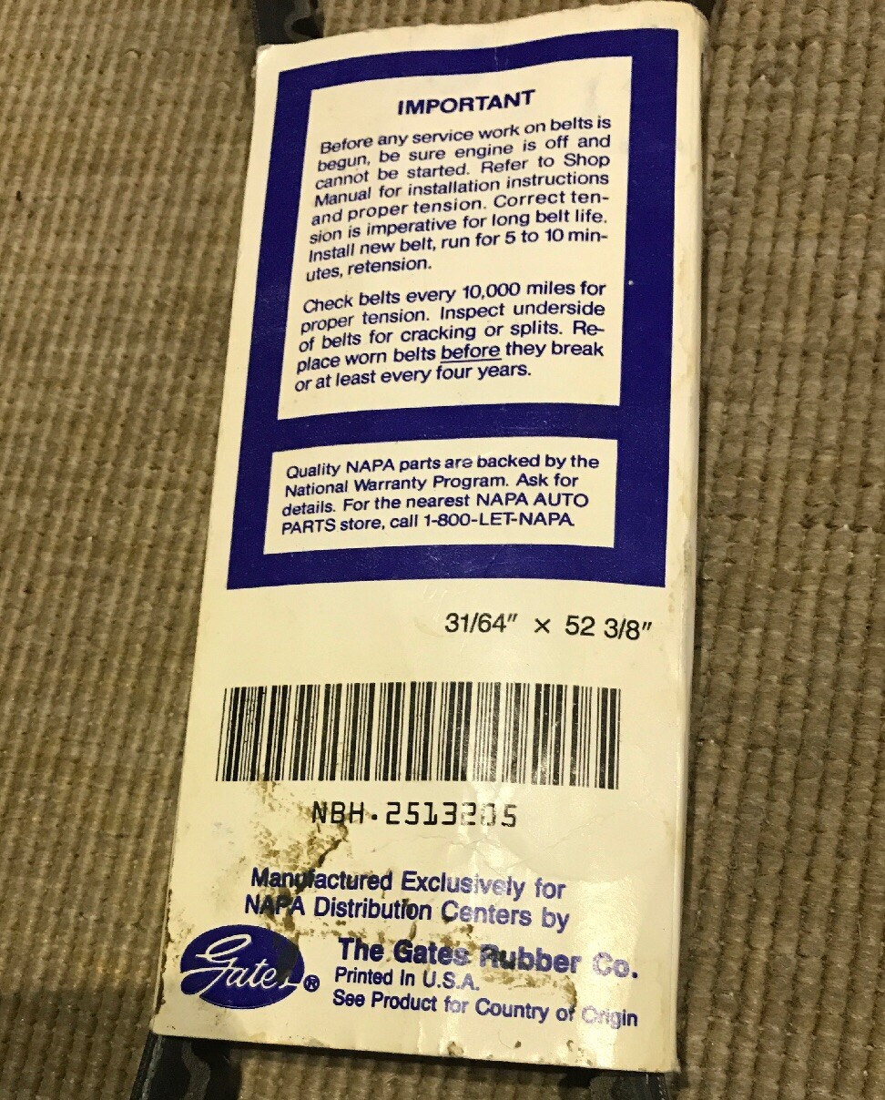 Accessory Drive Belt NAPA/BELTS & HOSENBH 2513205 31/64x52 3/8 eBay