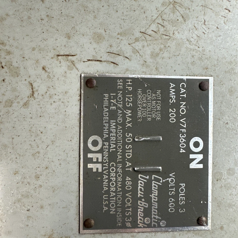 I.T.E. Vacu-Break 面板开关 V7F3604 — 第 2/4 张图片