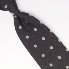 John G Hardy Mens Wool Necktie Charcoal Light Gray Polka Dot Soft Italy Tie