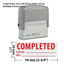 Completed, Date,By w. Lines Extra Large Trodat 4915 Self Inking Rubber Stamp