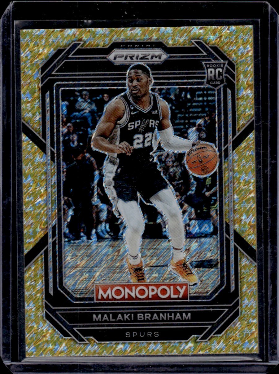 Malaki Branham Rookie 2022-23 Prizm Monopoly Gold Money Shimmer RC /500 #81