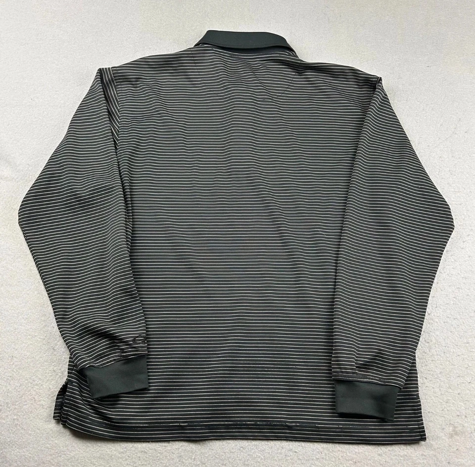 Camisa Polo Top Flite Para Hombre Grande Negra Rayas Mangas Largas Foto 3 de 4