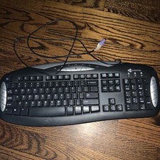 Vintage Gateway PS/2 Wired Computer Keyboard ModelKB-0401  No Back Risers