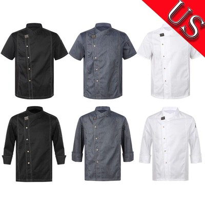 Unisex Men's Chef Coat Jacket Women Kitchen Cooking Work Chef Shirt Tops Uniform