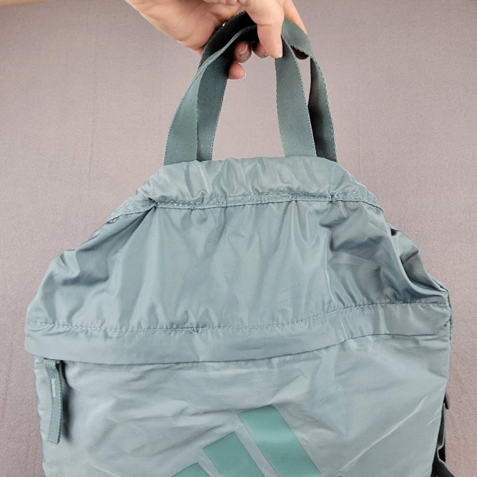 Adidas Amplifier Blocked Backpack Sackpack Three Stripe Life Teal Raw Green Bag - Image 3 of 4
