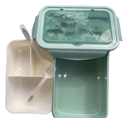 Life nutritionist, lunch box, Insulated, Utensils, BPA-Free and Food-Safe Green