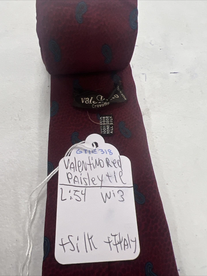 Gravata masculina Valentino vermelha paisley gola de seda US$ 395 - Imagem 4 de 4