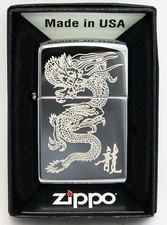 New Zippo Lighter Dragon High Polish Chrome MADE IN USA (No color) Dragon