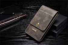 Leather Case Card Large Capacity Pouch Bag Belt Clip Ring Holster For Cellphone