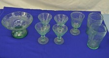 GLASSWARE LOT OF 8 PCS HAND BLOWN GLASS ASIAN SAILING SHIP AIR BUBBLES