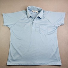 Vintage Lilly Dache Shirt Men's XL Blue White Polka Dot Polo Disco Cigar Lounge
