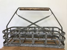 Vtg Large Antique Metal Wire Primitive Rustic Milk Bottle Crate Carrier 19.75"