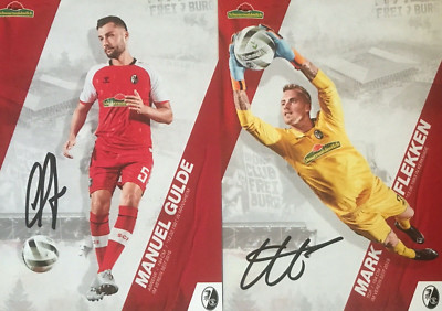 2 autographs Mark Flekken + Manuel GULDE SC FREIBURG set card 2020/21 XYZ