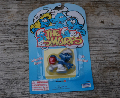 1995 Vintage Schleich Irwin Peyo The Smurfs Schlumpf mit Ball OVP Neu Deadstock
