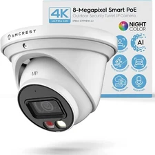 Amcrest 4K POE AI IP Security Camera  8MP Turret Color Night Vision  Warranty