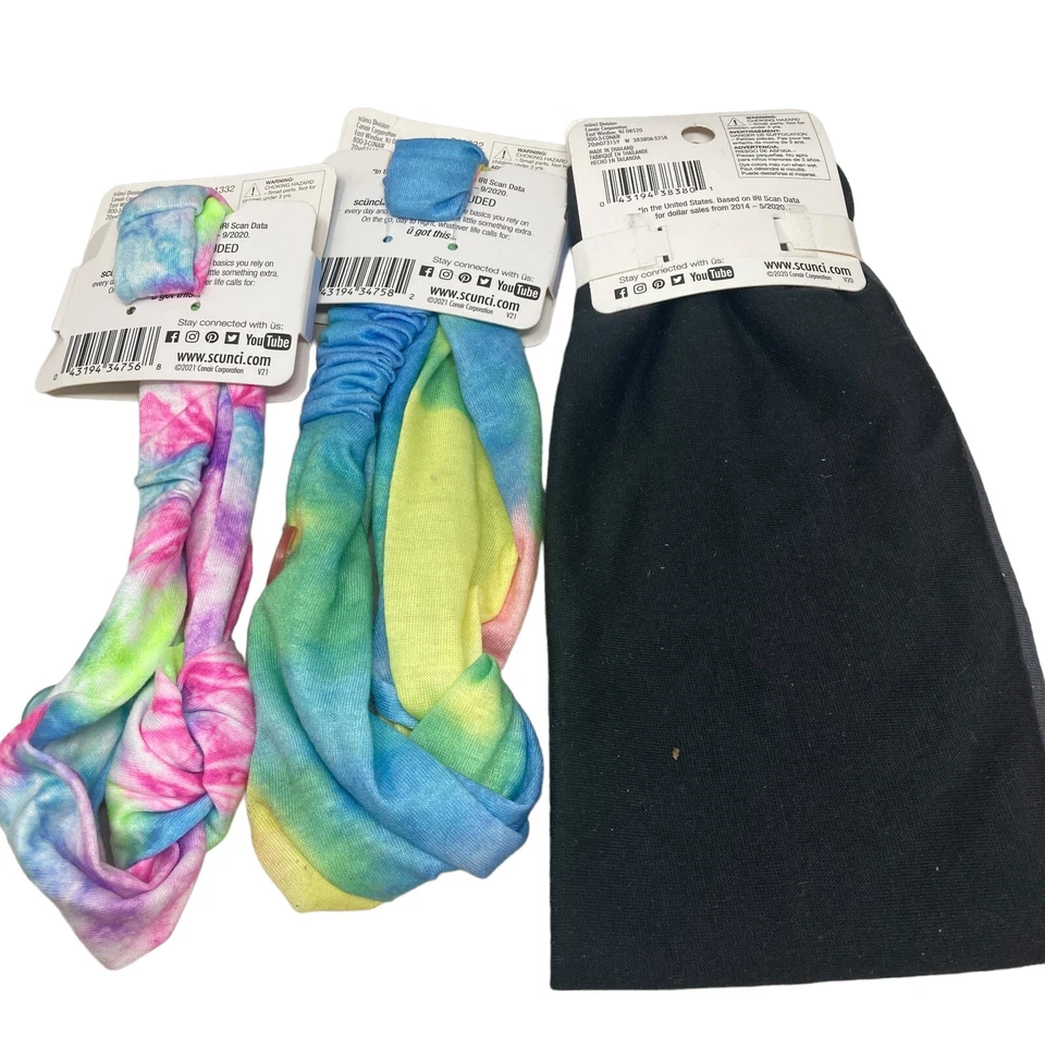 scunci headwrap mix lot tie dye black various sizes lot of 3 - Image 2 of 4