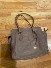 Nardelli Taupe Leather Handbag Made In Italy 14 1/2” X 11 1/2” X 5 5/8” Mint