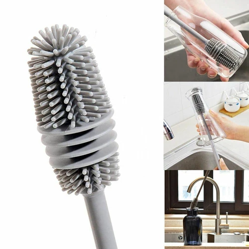 8 Silicone Bottle Brush Cup Scrubber Glass Cleaner Kitchen Cleaning Tool - Picture 2 of 14