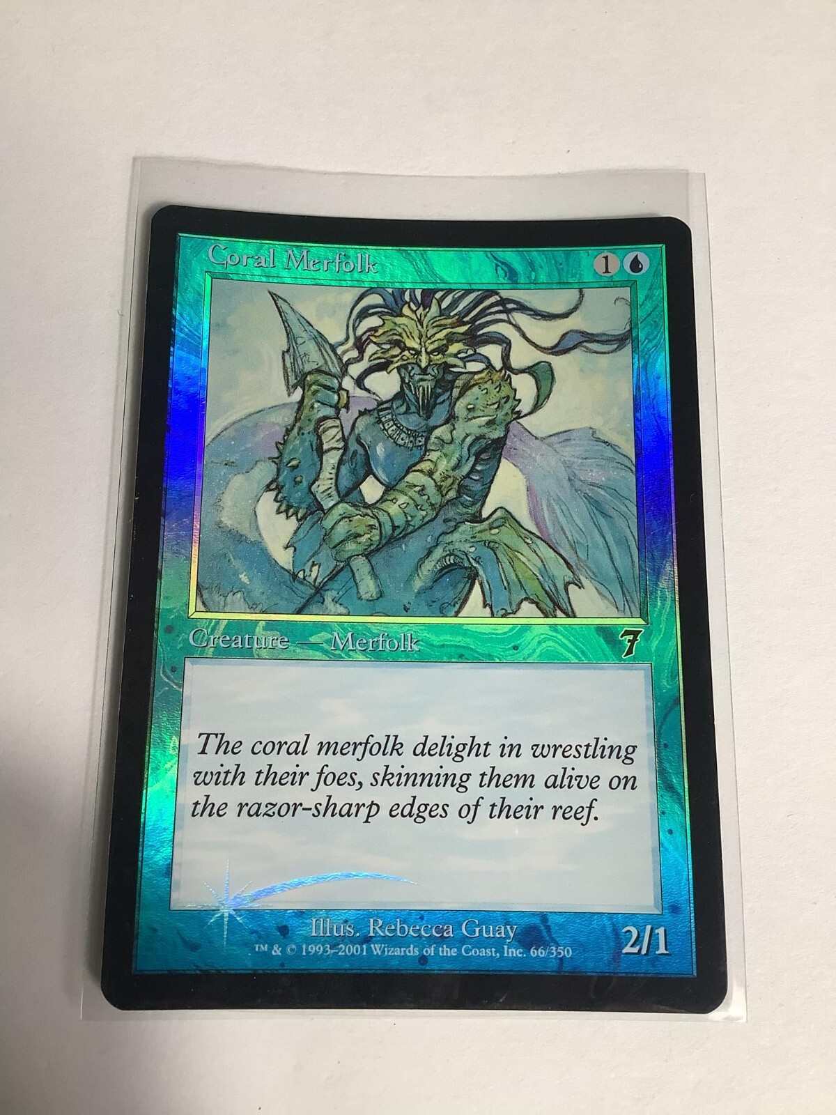MTG Magic the Gathering Coral Merfolk FOIL Common 7th Edition 66/350 M/NM