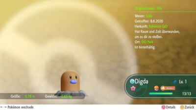 Shiny Digda Lvl 1 Pokémon Lets Go Pikachu/Evoli