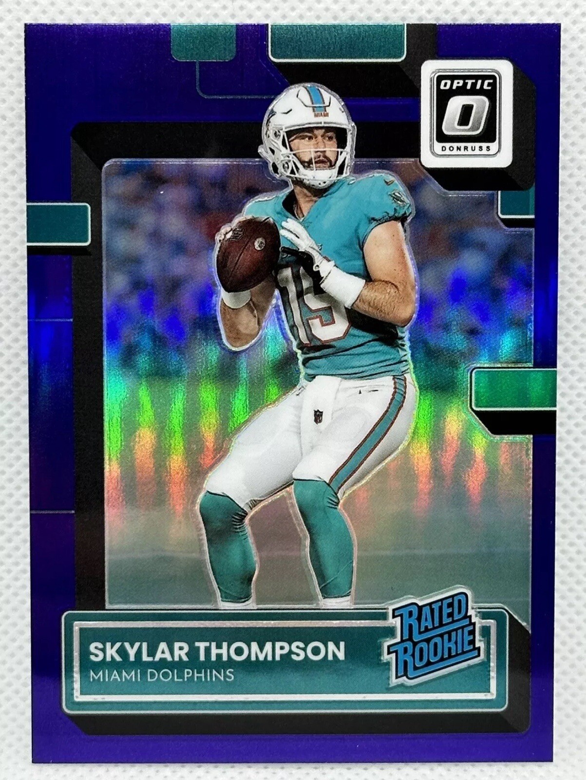 2022 Donruss Optic Football Skylar Thompson 276 RC Purple Prizm 33/50 Dolphins