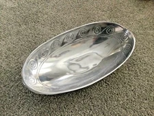 OVAL PEWTER METAL DECORATIVE BOWL SERVING DISH DINNERWARE HOME DECOR - GIFT!