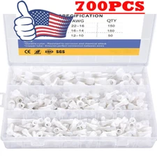 700Pcs Nylon Closed End Crimp Cap Terminal Wire Connectors 22-10 AWG US