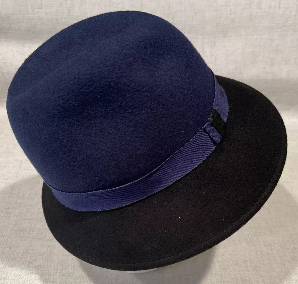 Giovannio New York Hat 100% Wool Black Blue 1” Ribbon Fedora  display picture 2