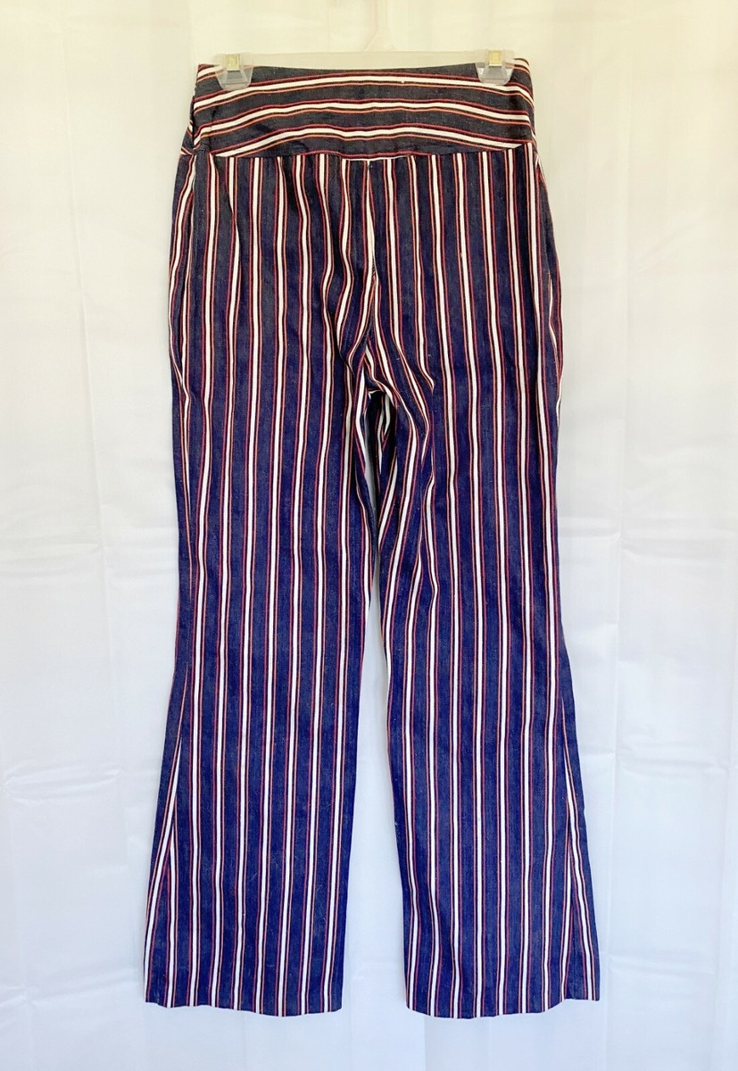 Vintage 1960s 1970s Denim Jeans Navy Blue White Orange
