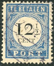 NIEDERLANDE PORTO 1894/1910 Kleine Ziffern, Wertangabe im Kreis 12 1/2 Cent VAR