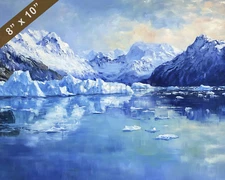 Glacier Bay with icebergs oil painting 8x10 Print