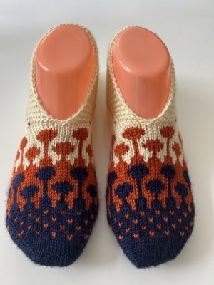 Handgestrickte Hausschuhe Gr 38/39 neu Patik %100 Baumwolle Geschenk Idee