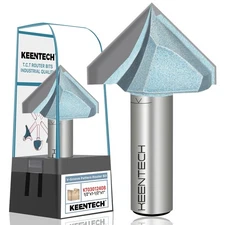 KEENTECH Router Bits, Carbide Tipped 90-Degree V-Groove Router Bit for Groovi...