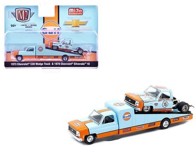 1973 Chevrolet C30 Wedge Truck Light Blue and Orange and 1978 Chevrolet Silve...