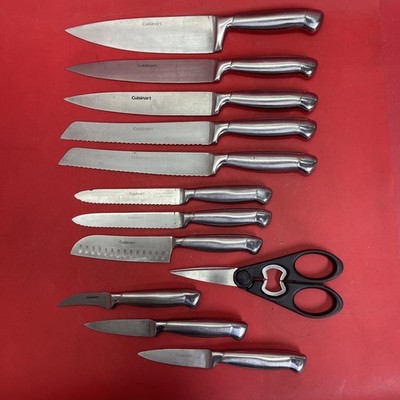 Cuisinart Stainless Steel Knife Set Lot   11 Kitchen Knives + Shears, Used