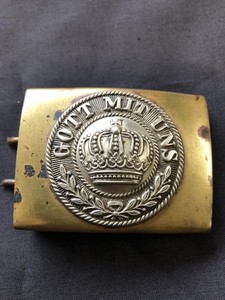 Vtg. WWI Imperial German Belt Buckle Brass GOTT MIT UNS Prussian Crown Pre 1916