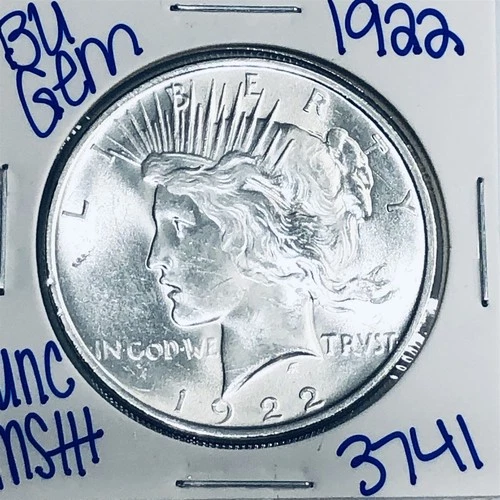 1922 BU UNCIRCULATED SILVER PEACE DOLLAR AUTHENTIC U.S. MINT FREE SHIPPING 3741