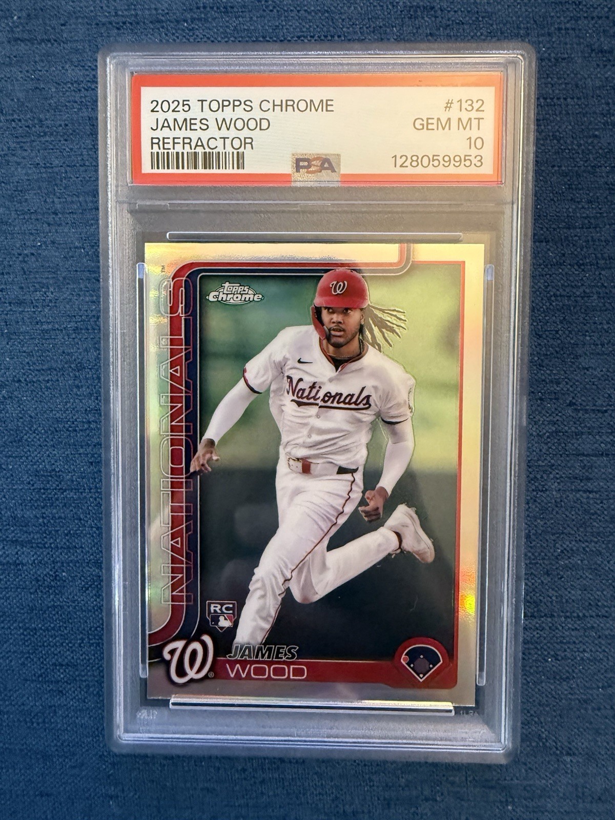 2025 TOPPS CHROME REFRACTOR #132 JAMES WOOD ROOKIE RC PSA 10
