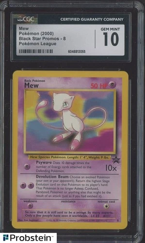 2000 Pokemon Black Star Promos 8 Mew Pokemon League CGC 10 GEM MINT
